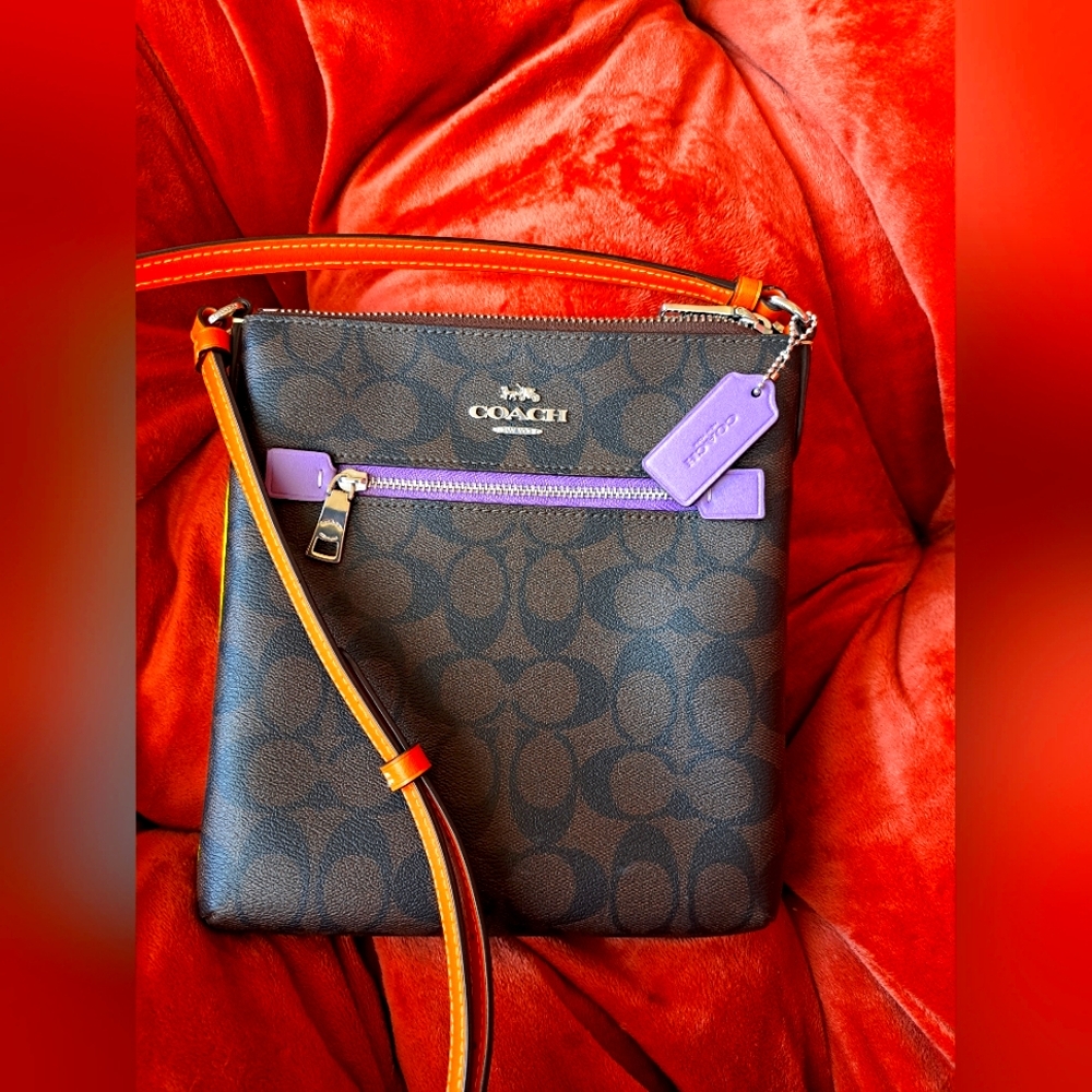 Coach Crossbody Canvas - multi color with silver hardware